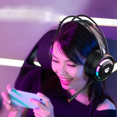 Computer gaming headset headset headset 7.1 channel gaming with microphone wired subwoofer